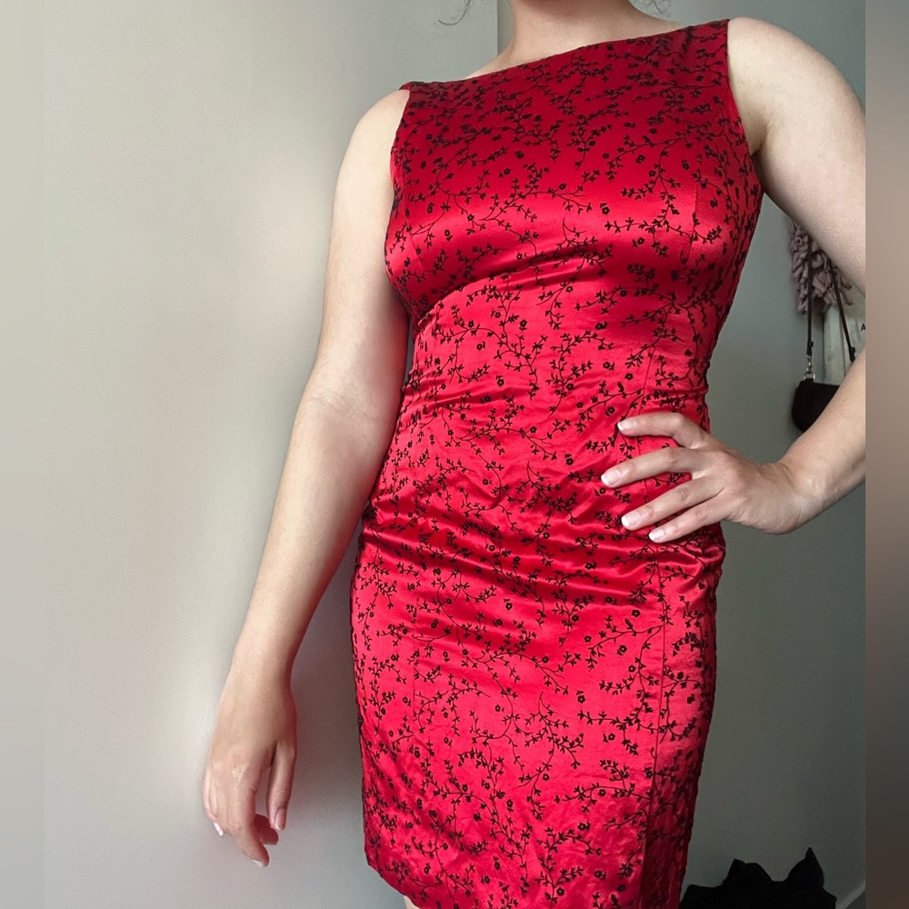 Vintage dani max dress red black floral